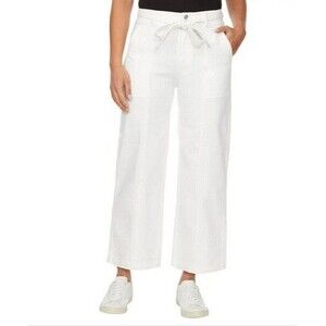 NWT Ladies HUDSON Wide Leg Belted Jeans WHITE Denim 4/27